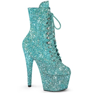 ADORE-1020GWR 18 cm bottine talon haut femme pleaser glitter turquoise