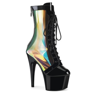 ADORE-1047 - 18 cm plateforme bottines talons aiguilles vernis noires