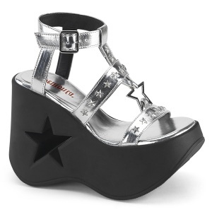 Argent 13 cm Demonia DYNAMITE-12 sandales emo talons compenses