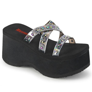 Argent 9 cm DEMONIA FUNN-19 mules plateforme de gothic