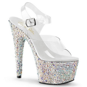 Argent Cristal Pierre 18 cm BEJEWELED-708MS Chaussures Plateau Talon Haut