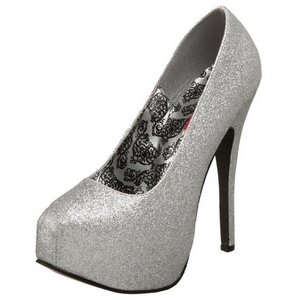 Argent Etincelle 14,5 cm Burlesque TEEZE-31G Platform Escarpins Chaussures