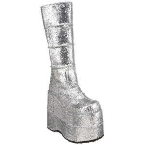 Argent Glitter 18 cm STACK-301G bottes demonia - bottes de cyberpunk unisex