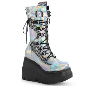 Argent Hologramme 11,5 cm SHAKER-70 bottes cyberpunk plateforme