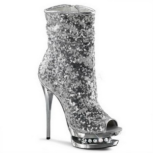 Argent Paillettes 15,5 cm BLONDIE-R-1008 Plateforme Bottines Femmes