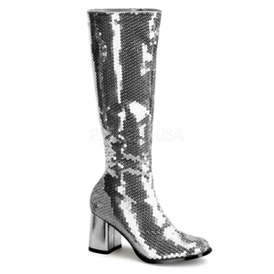 Argent Paillettes 8 cm SPECTACUL disco bottes  talon carr annes 70