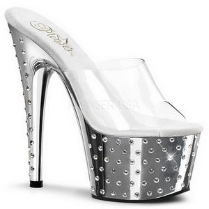 Argent Strass Platform 18 cm STARDUST-701 Mules Talons Hauts