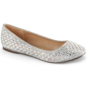 Argent TREAT-06 pierre cristal chaussures ballerines femmes plates