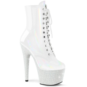 BEJ-1020-7 - 18 cm bottine talon haut femme pleaser strass blanc