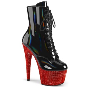 BEJ-1020-7 - 18 cm bottine talon haut femme pleaser strass noir rouge