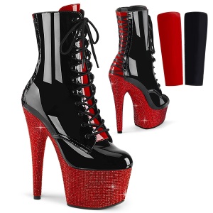 BEJ-1020FH-7 - 18 cm bottine talon haut femme pleaser strass noir rouge