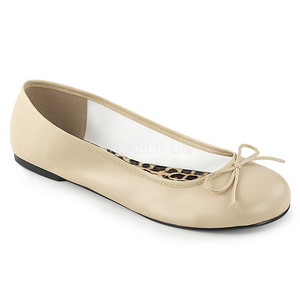 Beige Similicuir ANNA-01 grande taille chaussures ballerines