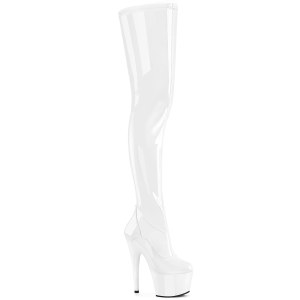 Blanc 18 cm ADORE-4000 Vinyle plateforme bottes cuissardes crotch haute