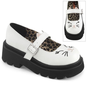 Blanc 6,5 cm RENEGADE-56 emo chaussures mary jane  boucles