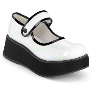 Blanc 6 cm SPRITE-01 emo chaussures mary jane  boucles