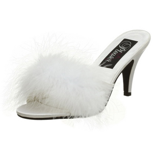 Blanc 8 cm AMOUR-03 plumes de marabout Mules Chaussures