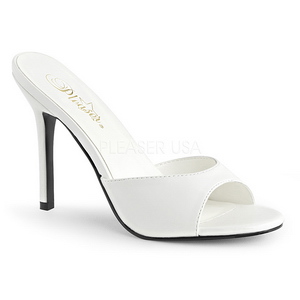 Blanc Similicuir 10 cm CLASSIQUE-01 grande taille mules femmes