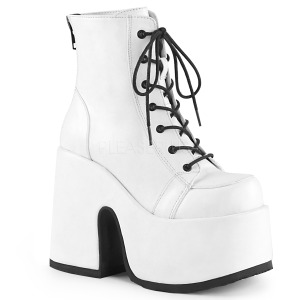 Blanc Similicuir 13 cm DEMONIA CAMEL-203 chunky bottines gothique