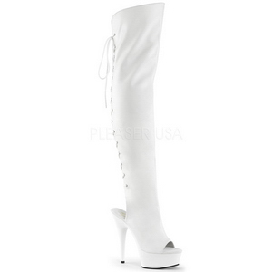 Blanc Similicuir 15 cm DELIGHT-3019 Cuissardes Bottes Plateforme