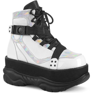 Blanc Vegan 7,5 cm NEPTUNE-181 bottines demonia - bottines de cyberpunk unisex