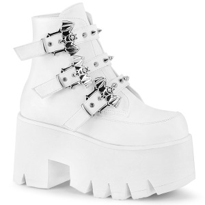 Blanc Vegan 9 cm ASHES-55 bottines demonia plateforme