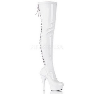 Blanc Verni 15,5 cm DELIGHT-3063 Cuissardes Bottes Plateforme