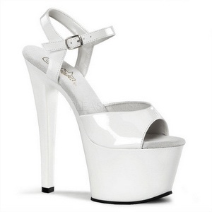 Blanc Verni 18 cm Pleaser SKY-309 Plateforme Chaussures Talon Haut