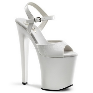 Blanc Verni 20 cm Pleaser XTREME-809 Talons Aiguilles Plateforme