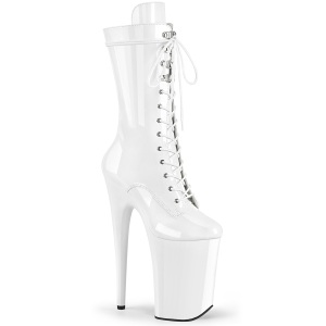 Blanc Verni 23 cm INFINITY-1050 talons trs hauts - bottines plateforme extrme