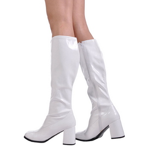 Blanc Verni 7,5 cm GOGO-300 Bottes Femmes pour Hommes