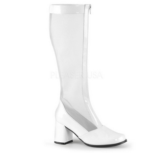 Blanc Verni 8,5 cm GOGO-307 Bottes Femmes pour Hommes