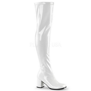 Blanc Verni 8 cm GOGO-3000 bottes cuissardes hommes