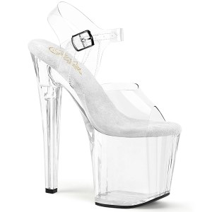 Blanc transparent 19 cm ENCHANT-708 chaussures plateforme et talons