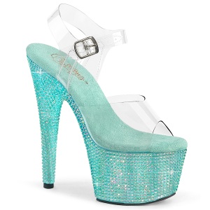 Bleu 18 cm BEJEWELED-708RRS chaussure talon haut pole dance strass plateforme