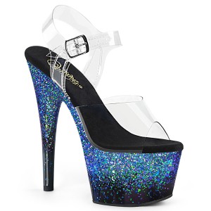 Bleu paillettes 18 cm ADORE-708SS chaussure  talons de pole dance