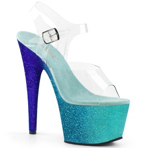 Bleu paillettes 18 cm Pleaser ADORE-708OMBRE chaussure  talons de pole dance