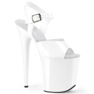 Chaussure blanc talon haut plateforme 20 cm FLAMINGO-808N JELLY-LIKE matériau extensible