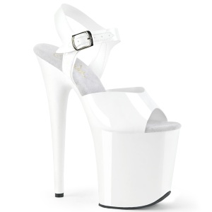 Chaussure blanc talon haut plateforme 20 cm FLAMINGO-808N JELLY-LIKE matriau extensible