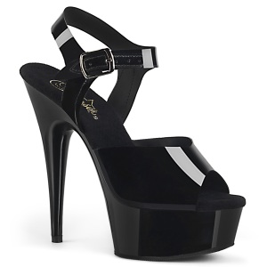 Chaussure noirs talon haut plateforme 15 cm DELIGHT-608N JELLY-LIKE matériau extensible