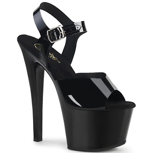 Chaussure noirs talon haut plateforme 18 cm SKY-308N JELLY-LIKE matriau extensible