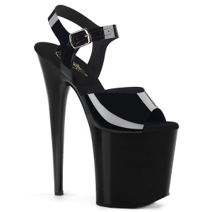 Chaussure noirs talon haut plateforme 20 cm FLAMINGO-808N JELLY-LIKE matériau extensible