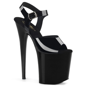 Chaussure noirs talon haut plateforme 20 cm FLAMINGO-808N JELLY-LIKE matriau extensible