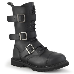 Cuir Vegan RIOT-12BK bottes  cap d acier - bottes de combat demonia