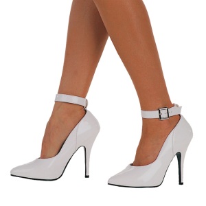 Escarpins blanc verni 13 cm SEDUCE-431 escarpins  talons avec sangle de cheville