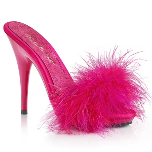 Fuchsia 13 cm POISE-501F plumes de marabout Mules Chaussures