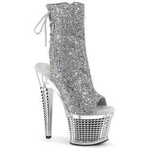 Glitter 18 cm SPECTATOR-1018G bottines plate-forme et bout ouvert argent
