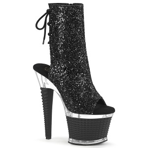 Glitter 18 cm SPECTATOR-1018G bottines plate-forme et bout ouvert noir