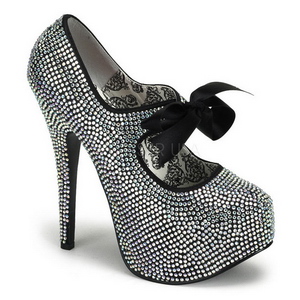 Gris Strass 14,5 cm Burlesque TEEZE-04R Talons Aiguilles Escarpins