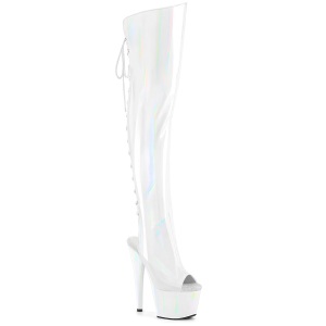 Hologramme 18 cm ADORE-3019HWR talons hauts bottes cuissardes bout ouvert blanc