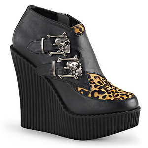 Leopard Similicuir CREEPER-306 chaussures creepers compensées